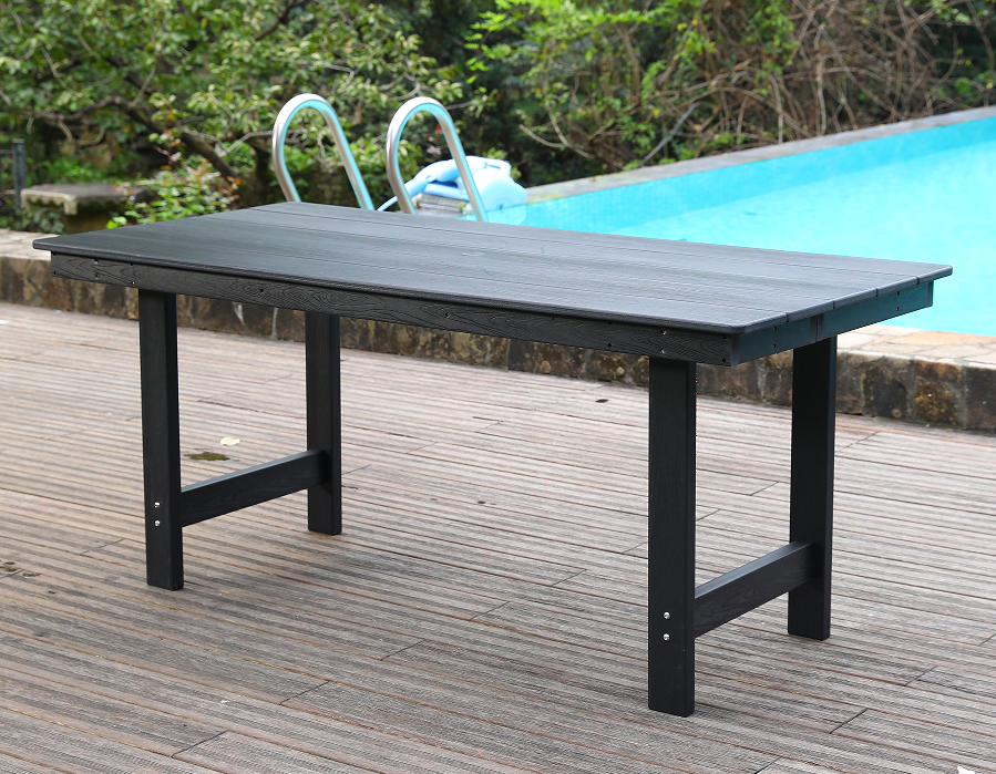 Mesa retangular HDPE com miçangas pretas profundas