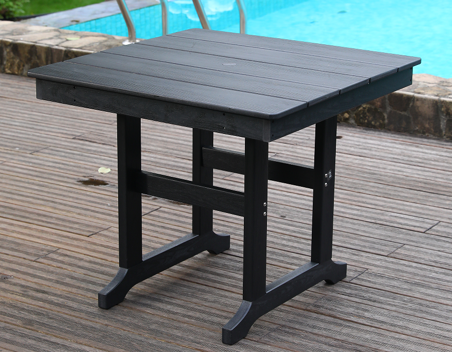Mesa quadrada HDPE preta resistente às intempéries