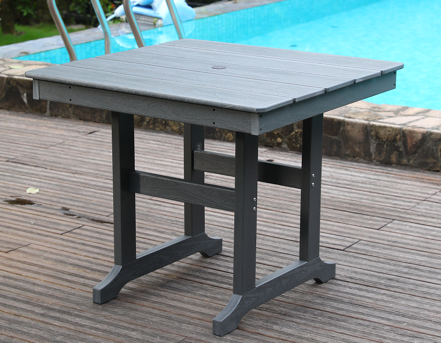 Mesa quadrada HDPE cinza resistente às intempéries