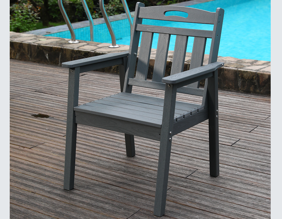Cadeira de jantar vertical HDPE texturizada cinza resistida