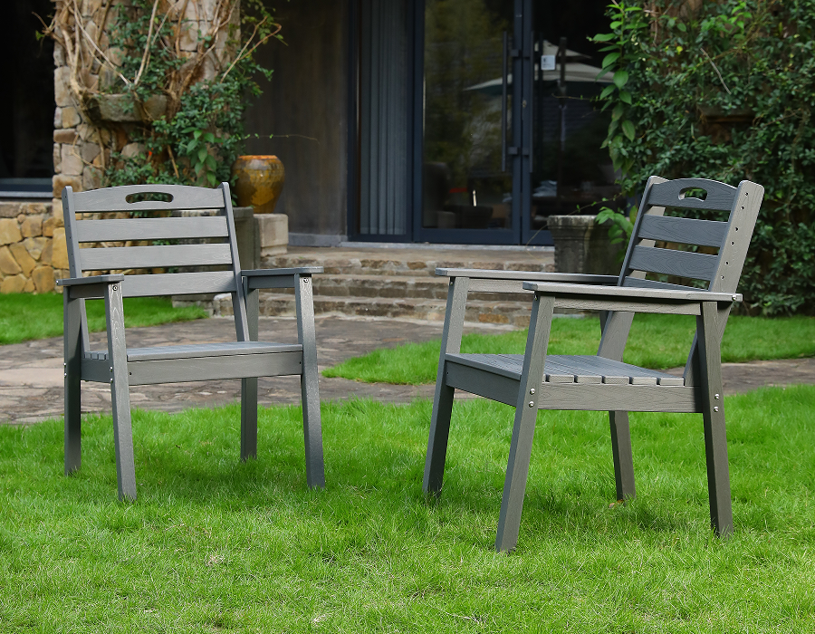 Cadeira Adirondack HDPE Classic X-Back cinza carvão com 2 unidades