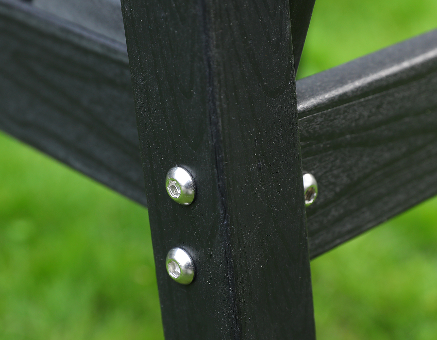 Cadeira de jantar HDPE Adirondack preta com 2 unidades e costas cruzadas