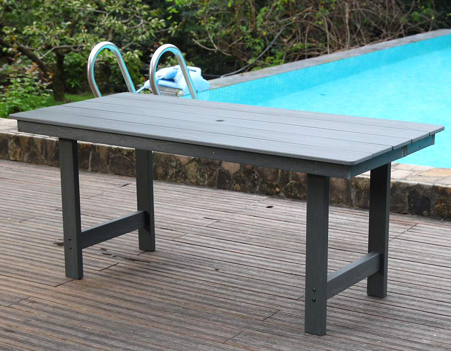 Mesa externa retangular HDPE cinza
