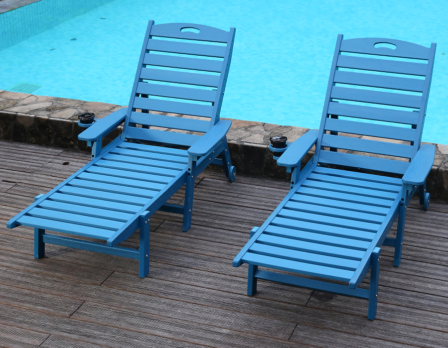 Conjunto Adirondack reclinável HDPE Serene Ocean Blue de 2 unidades