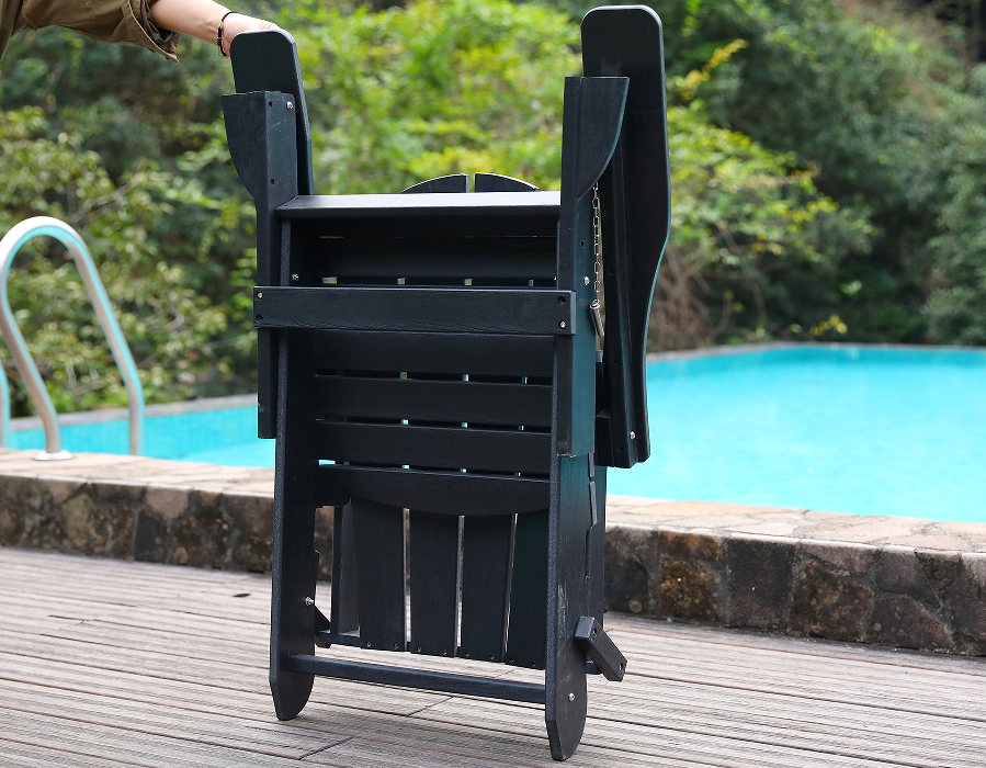 Cadeira sapo Adirondack HDPE preta para todos os climas