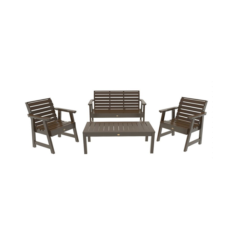 Conjunto de sofá para pátio externo - 4 peças (namoradeira, poltronas, mesa de centro)