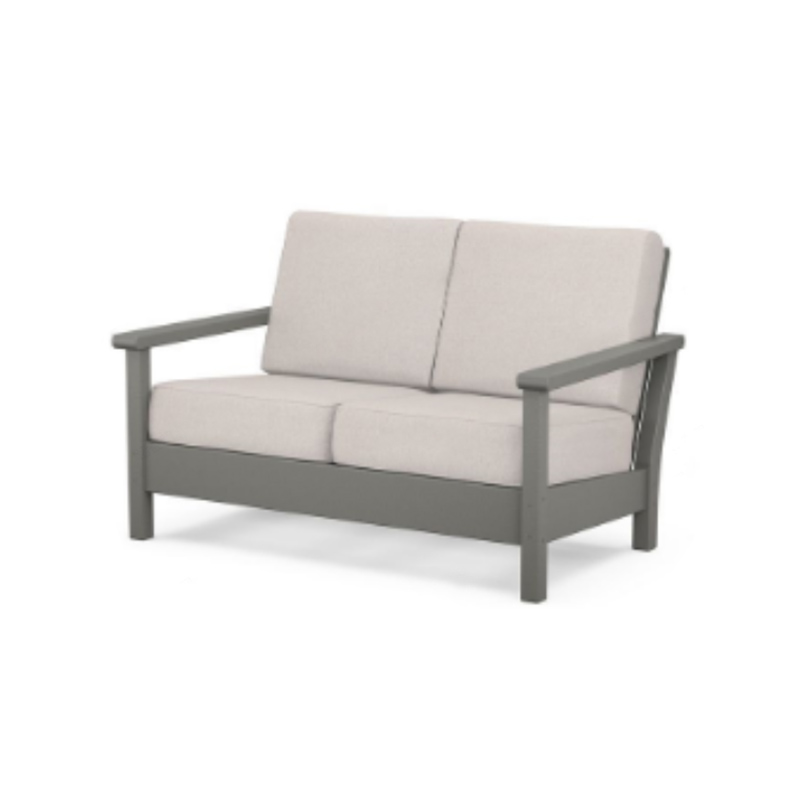 HDPE cinza para uso em todos os climas sofá duplo Loveseat ao ar livre
