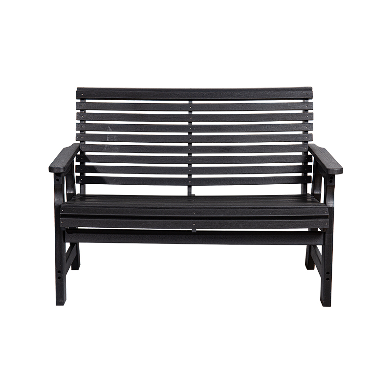 Banco de planador externo HDPE para todos os climas com design de ripas