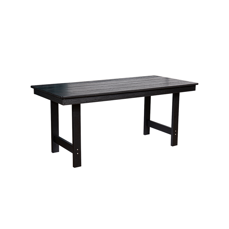 Conjunto de jantar elegante de 7 peças em HDPE preto para áreas externas espaçosas