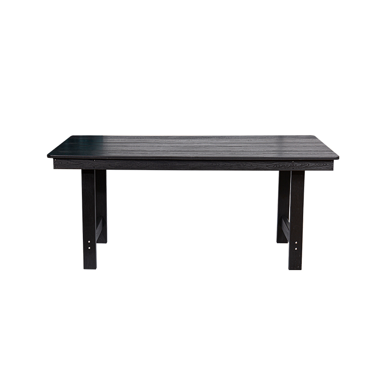 Conjunto de jantar elegante de 7 peças em HDPE preto para áreas externas espaçosas
