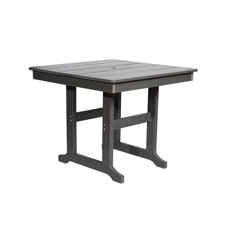 Mesa de jantar quadrada HDPE cinza para uso interno e externo