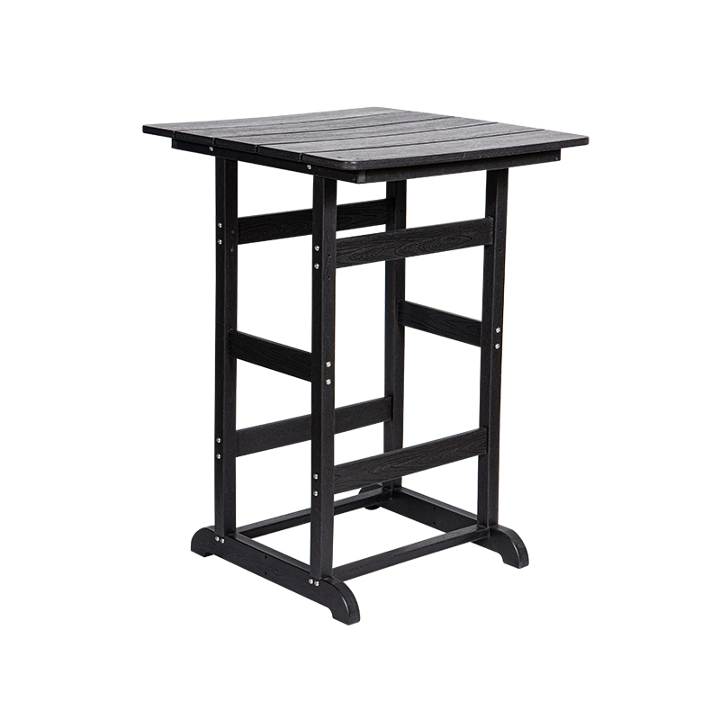 Mesa de jantar quadrada compacta cinza HDPE com pernas longas