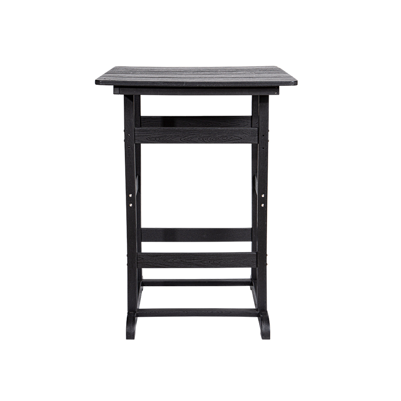 Mesa de jantar quadrada compacta cinza HDPE com pernas longas